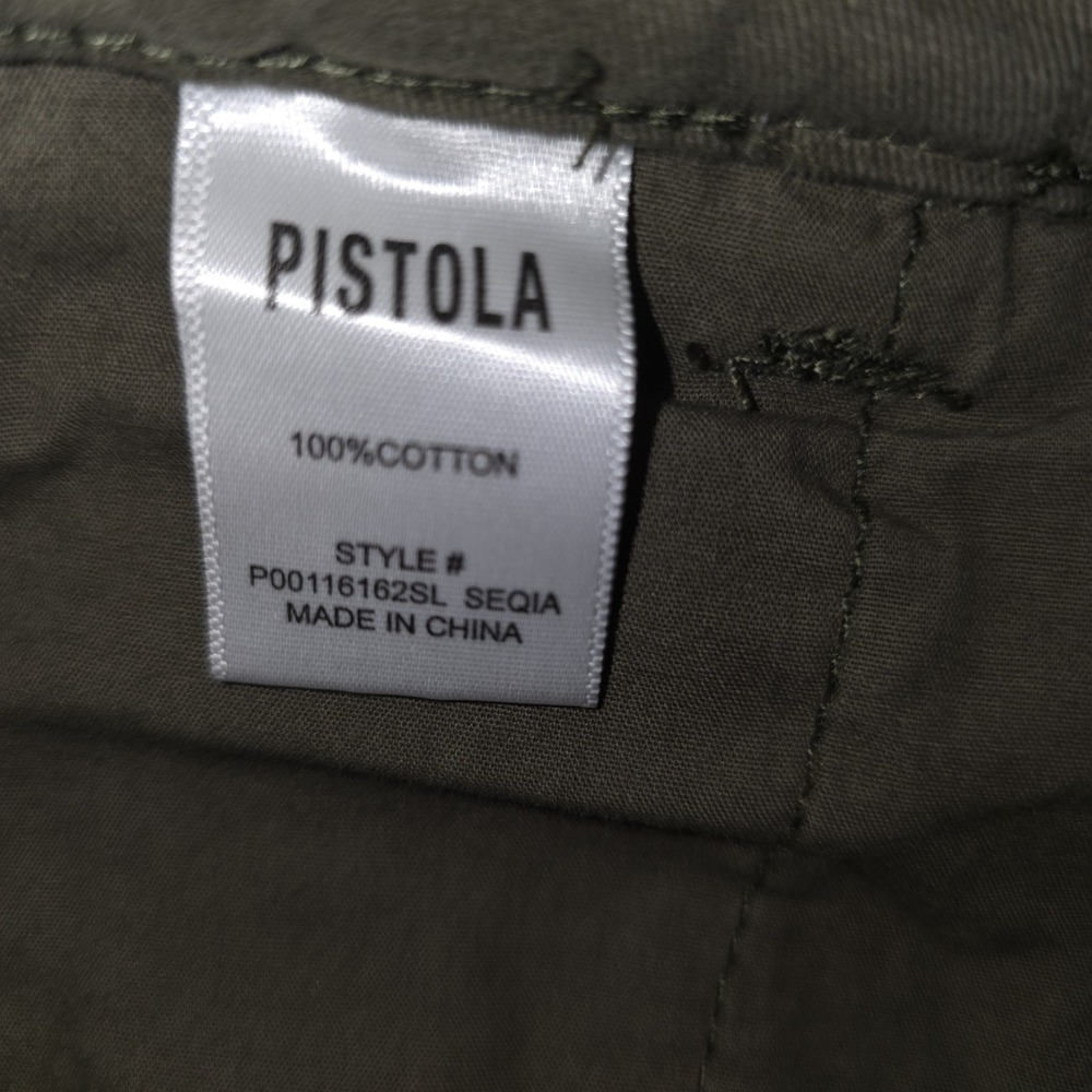 Pistola Army Green Highwaisted Wide Leg Cropped Pants 24 Raw Hem Faded - Picture 12 of 13